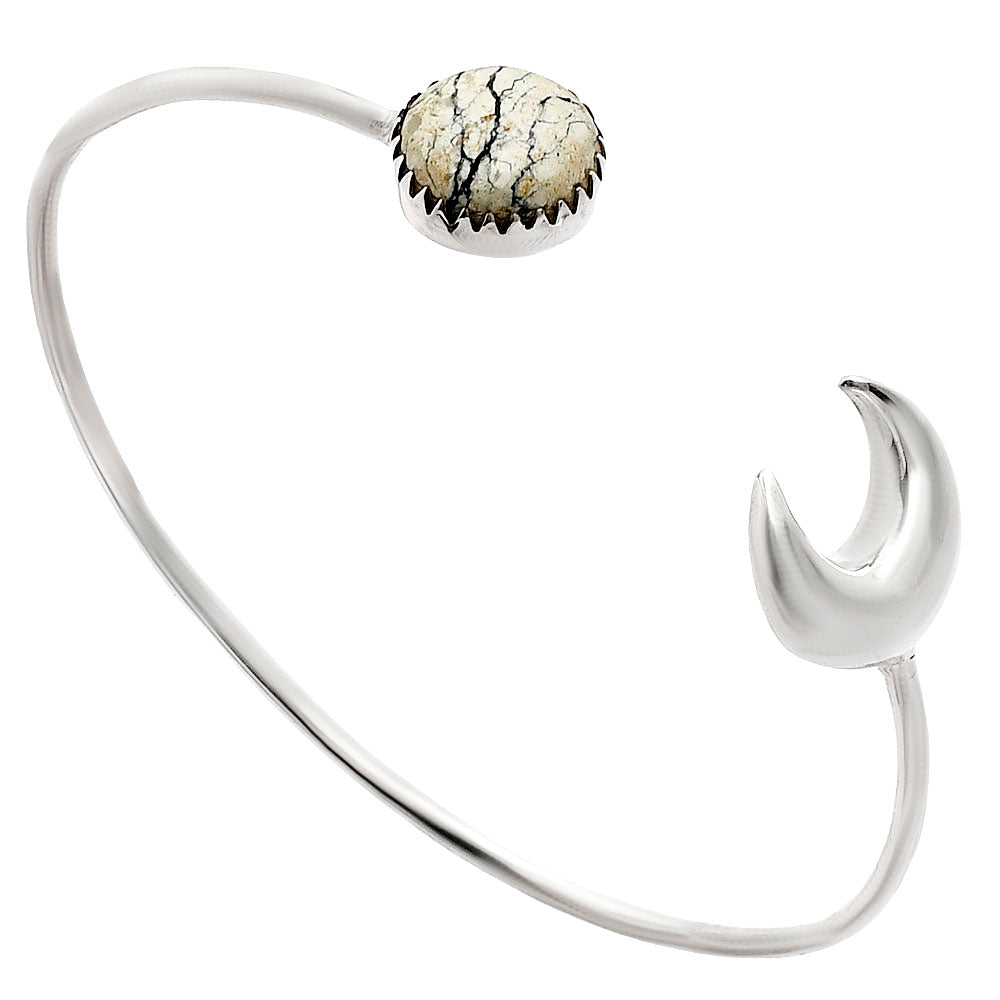 Moon - Authentic White Buffalo Turquoise Cuff Bangle Bracelet B-1046 28-EB10189