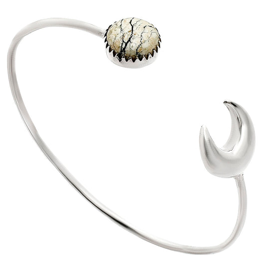 Moon - Authentic White Buffalo Turquoise Cuff Bangle Bracelet B-1046 28-EB10189