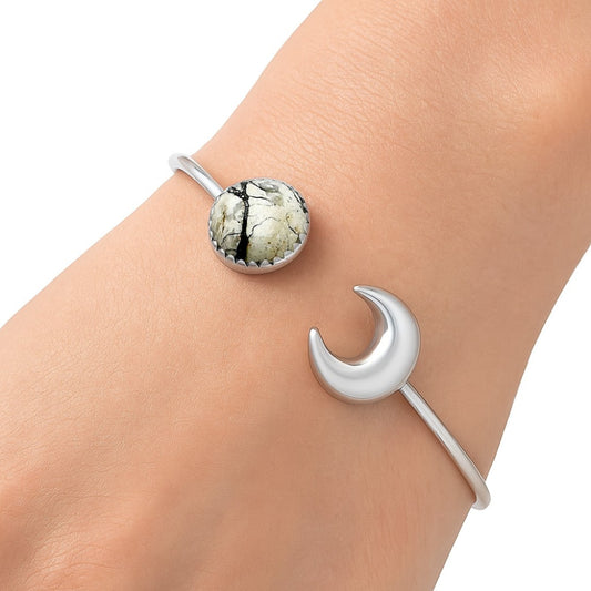 Moon - Authentic White Buffalo Turquoise Cuff Bangle Bracelet B-1046 28-EB10190