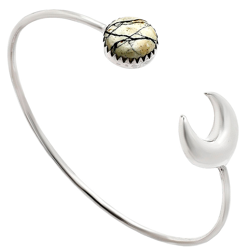Moon - Authentic White Buffalo Turquoise Cuff Bangle Bracelet B-1046 28-EB10191