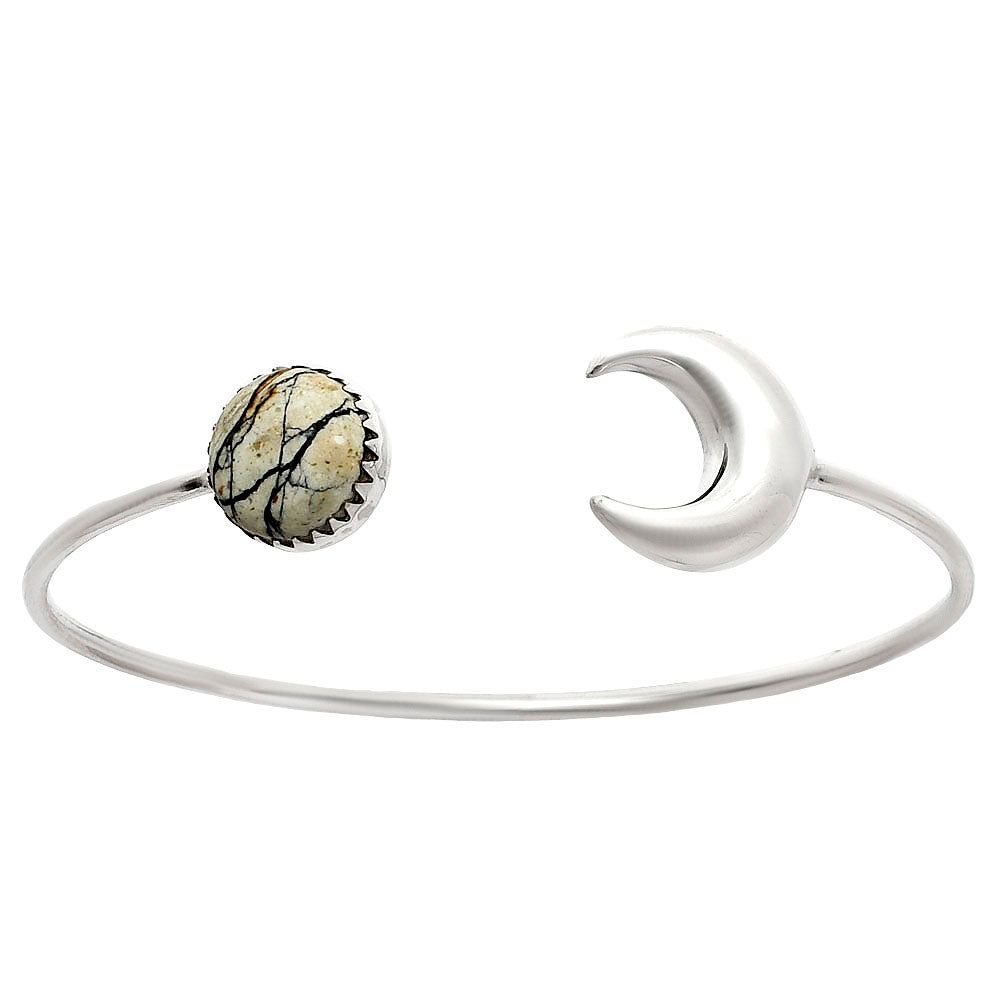 Moon - Authentic White Buffalo Turquoise Cuff Bangle Bracelet B-1046 28-EB10191