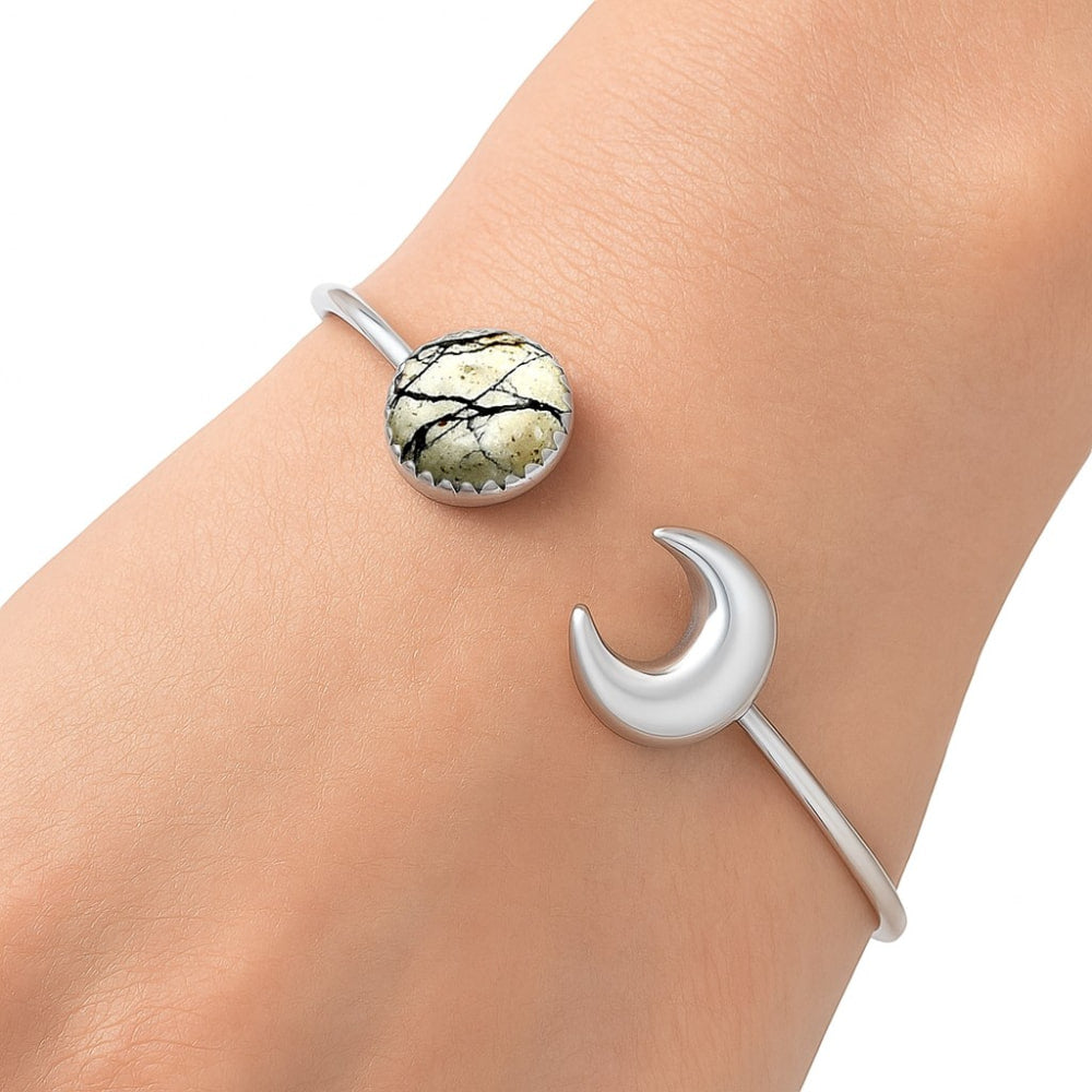 Moon - Authentic White Buffalo Turquoise Cuff Bangle Bracelet B-1046 28-EB10191
