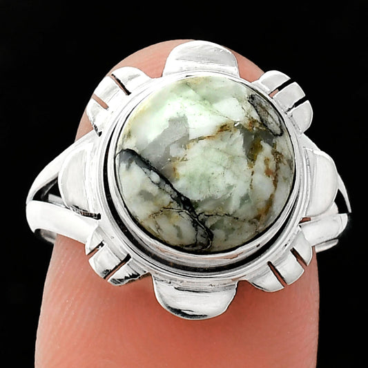 Premium Quality Authentic White Buffalo Turquoise Ring size-9 R-1342 28-ER11395