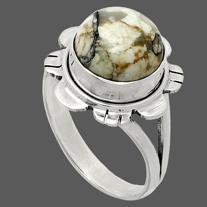 Premium Quality Authentic White Buffalo Turquoise Ring size-9 R-1342 28-ER11395