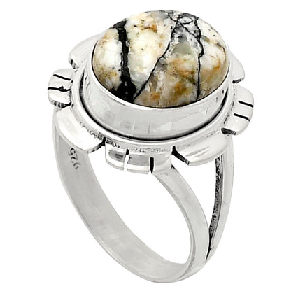 Premium Quality Authentic White Buffalo Turquoise Ring size-8 R-1342 28-ER11403