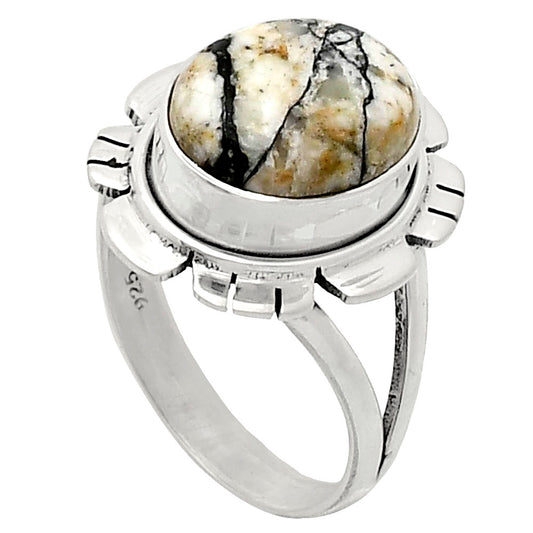 Premium Quality Authentic White Buffalo Turquoise Ring size-8 R-1342 28-ER11403