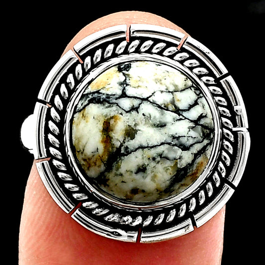 Premium Quality Authentic White Buffalo Turquoise Ring size-8 R-1728 28-ER11404