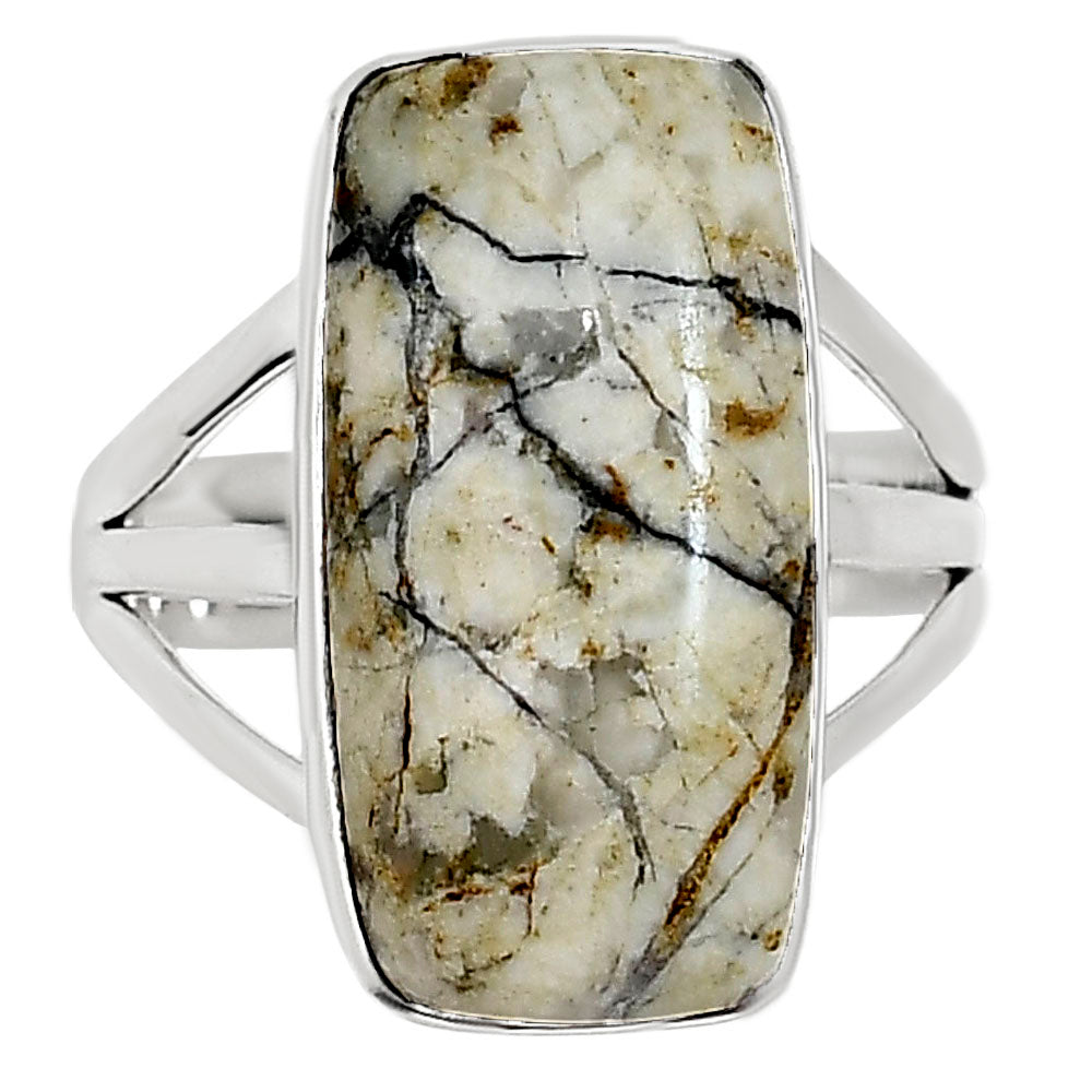 Authentic White Buffalo Turquoise Nevada Ring size-9 R-1003 28-ER15005