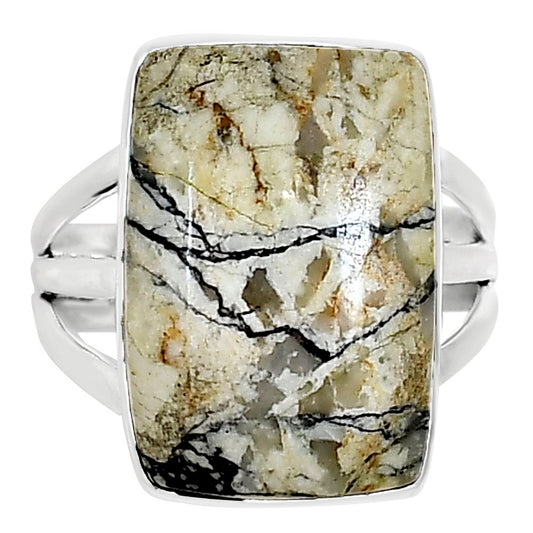 Authentic White Buffalo Turquoise Nevada Ring size-9 R-1003 28-ER15006