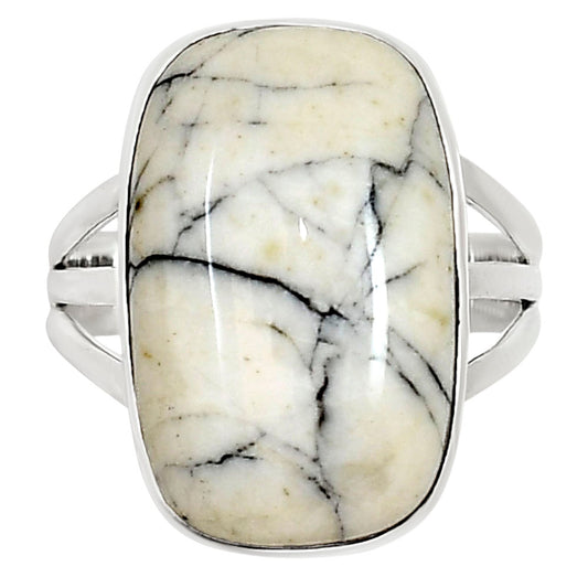 Authentic White Buffalo Turquoise Nevada Ring size-9 R-1003 28-ER15007