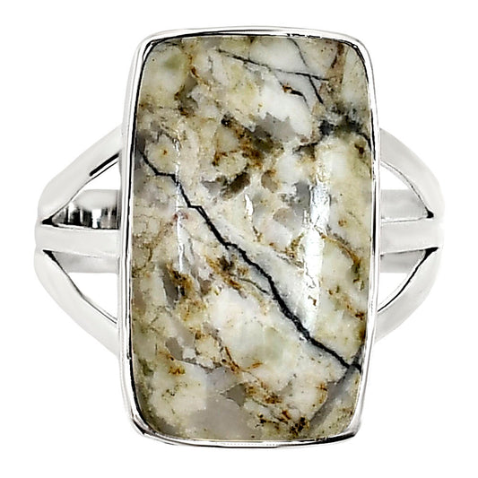 Authentic White Buffalo Turquoise Nevada Ring size-9 R-1003 28-ER15012