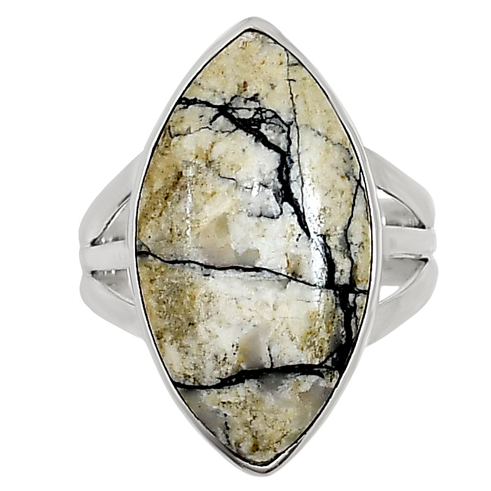 Authentic White Buffalo Turquoise Nevada Ring size-7 R-1003 28-ER15019