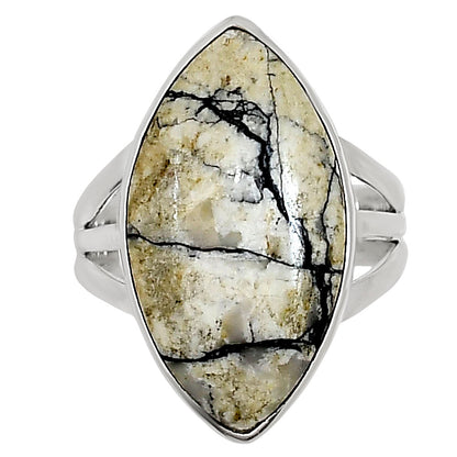 Authentic White Buffalo Turquoise Nevada Ring size-7 R-1003 28-ER15019