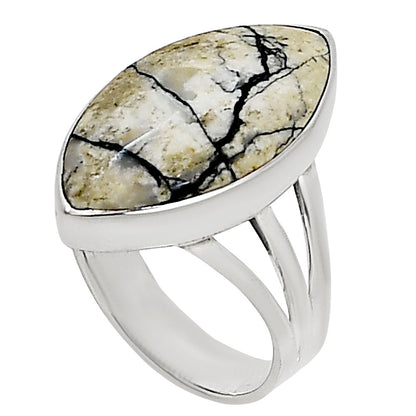 Authentic White Buffalo Turquoise Nevada Ring size-7 R-1003 28-ER15019