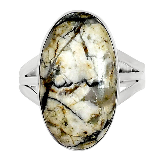 Authentic White Buffalo Turquoise Nevada Ring size-8 R-1003 28-ER15021
