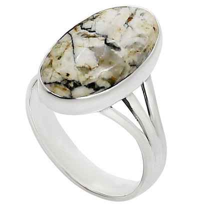 Authentic White Buffalo Turquoise Nevada Ring size-8 R-1003 28-ER15021