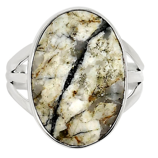 Authentic White Buffalo Turquoise Nevada Ring size-8 R-1003 28-ER15022
