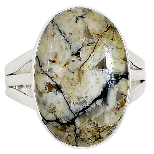 Authentic White Buffalo Turquoise Nevada Ring size-9 R-1003 28-ER15023