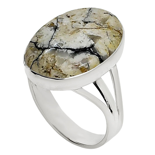 Authentic White Buffalo Turquoise Nevada Ring size-9 R-1003 28-ER15023