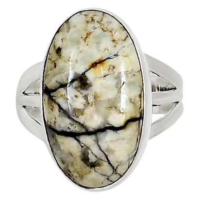 Authentic White Buffalo Turquoise Nevada Ring size-7 R-1003 28-ER15026