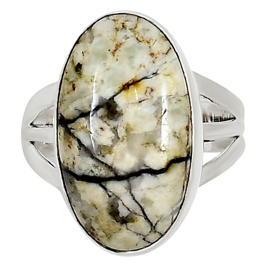 Authentic White Buffalo Turquoise Nevada Ring size-7 R-1003 28-ER15026