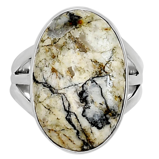 Authentic White Buffalo Turquoise Nevada Ring size-7 R-1003 28-ER15028
