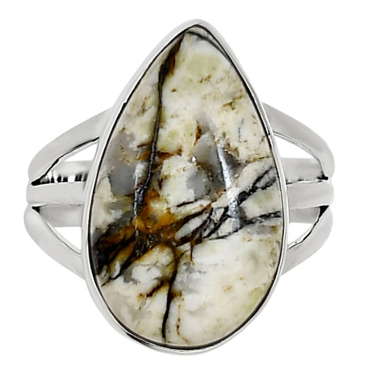 Authentic White Buffalo Turquoise Nevada Ring size-8 R-1003 28-ER15032