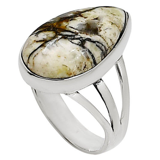 Authentic White Buffalo Turquoise Nevada Ring size-8 R-1003 28-ER15032