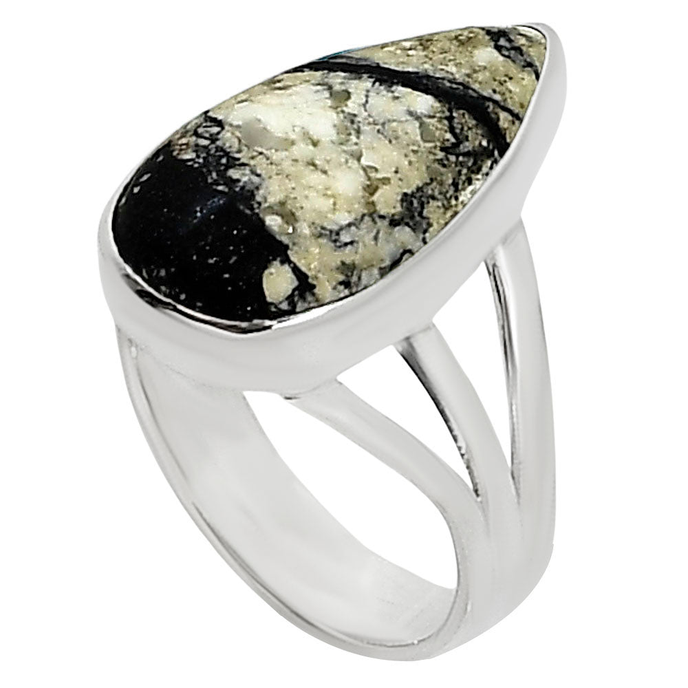 Authentic White Buffalo Turquoise Nevada Ring size-10 R-1003 28-ER15033