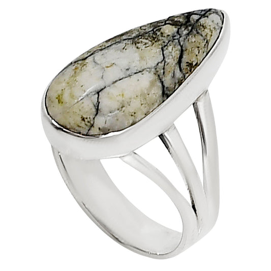 Authentic White Buffalo Turquoise Nevada Ring size-7 R-1003 28-ER15034