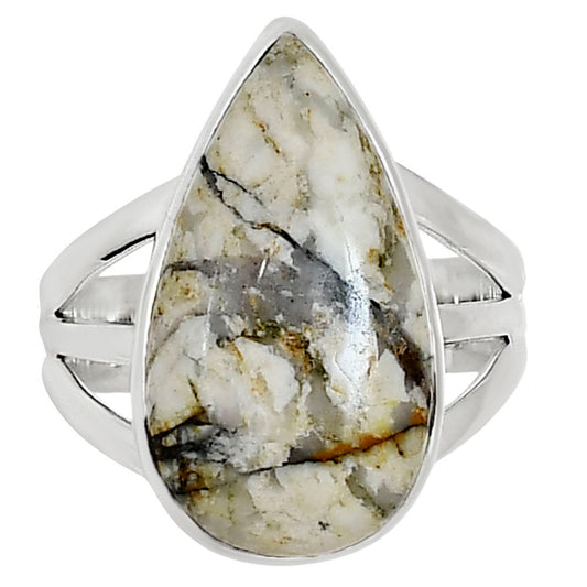 Authentic White Buffalo Turquoise Nevada Ring size-8 R-1003 28-ER15035