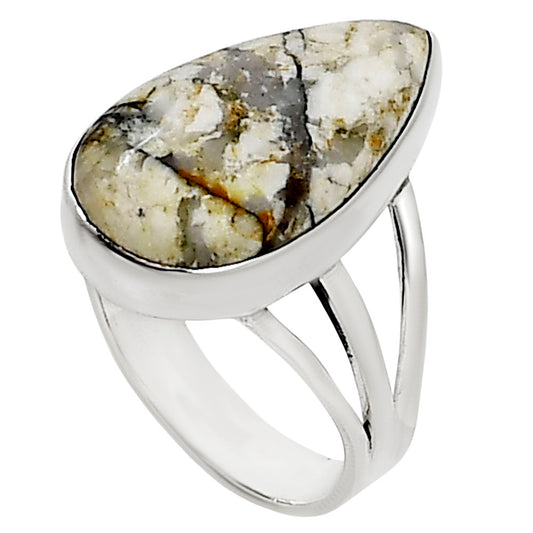 Authentic White Buffalo Turquoise Nevada Ring size-8 R-1003 28-ER15035