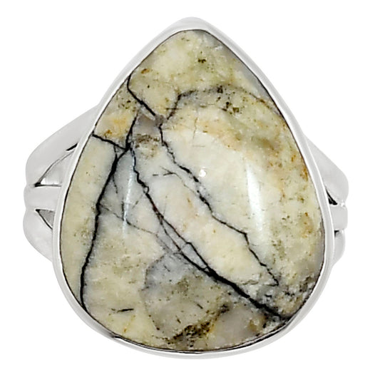 Authentic White Buffalo Turquoise Nevada Ring size-7 R-1003 28-ER15036