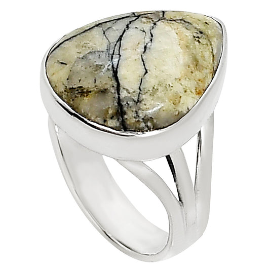Authentic White Buffalo Turquoise Nevada Ring size-7 R-1003 28-ER15036