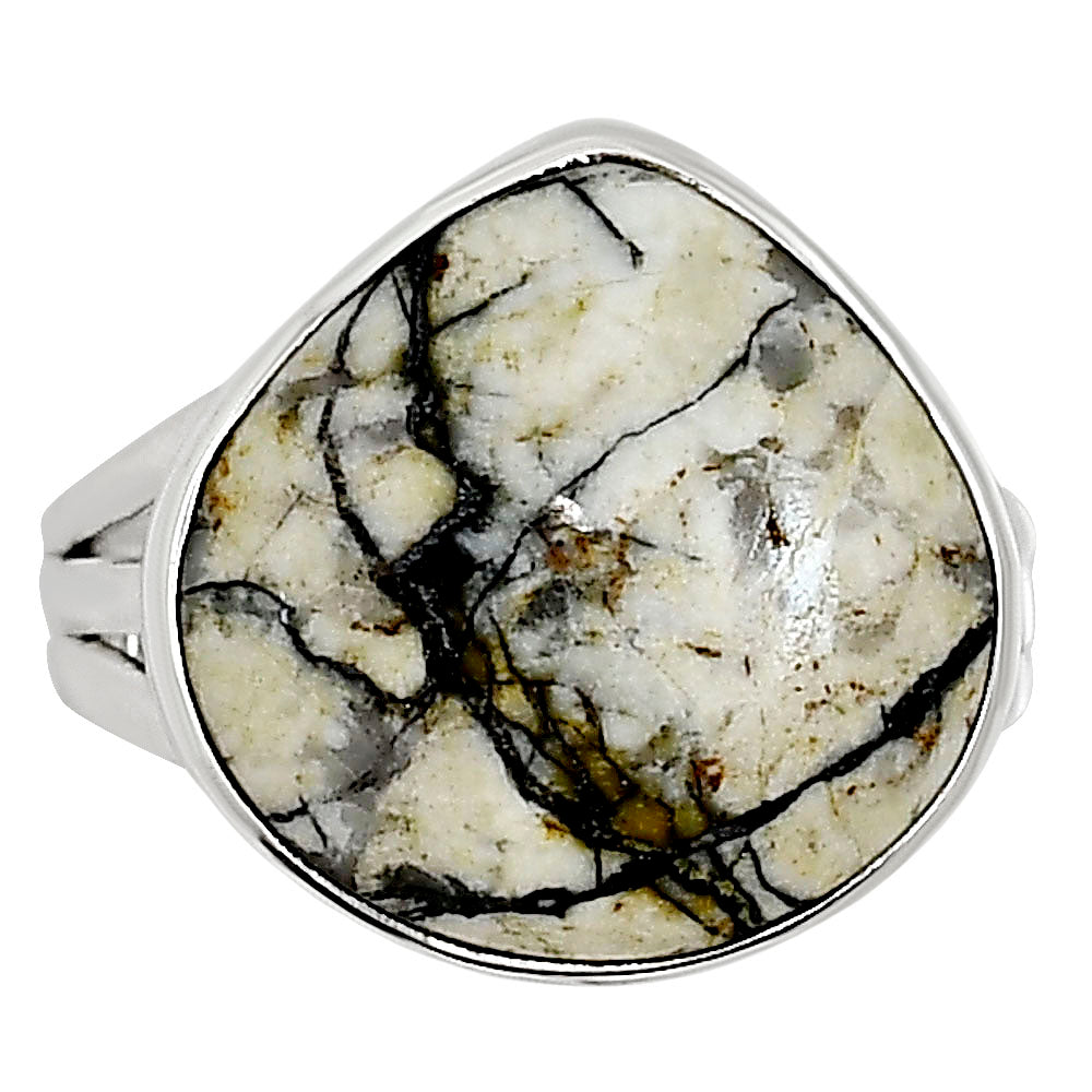 Authentic White Buffalo Turquoise Nevada Ring size-10 R-1003 28-ER15038