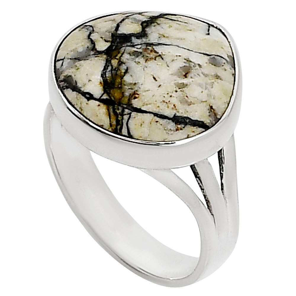 Authentic White Buffalo Turquoise Nevada Ring size-10 R-1003 28-ER15038