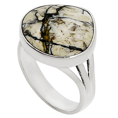 Authentic White Buffalo Turquoise Nevada Ring size-10 R-1003 28-ER15038