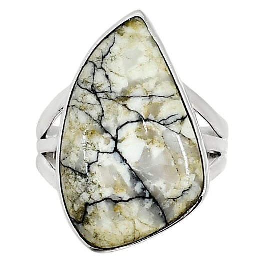 Authentic White Buffalo Turquoise Nevada Ring size-7 R-1003 28-ER15039