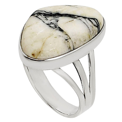 Authentic White Buffalo Turquoise Nevada Ring size-9 R-1003 28-ER15041
