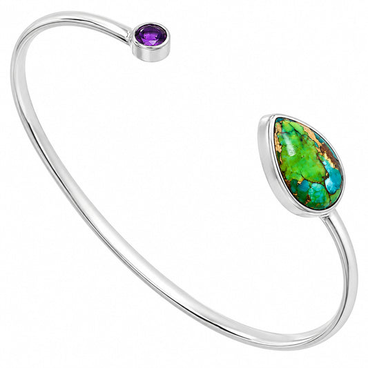 Blue Turquoise In Green Mohave & Amethyst Cuff Bangle Bracelet B-1004 29-EB10195