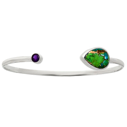 Blue Turquoise In Green Mohave & Amethyst Cuff Bangle Bracelet B-1004 29-EB10195