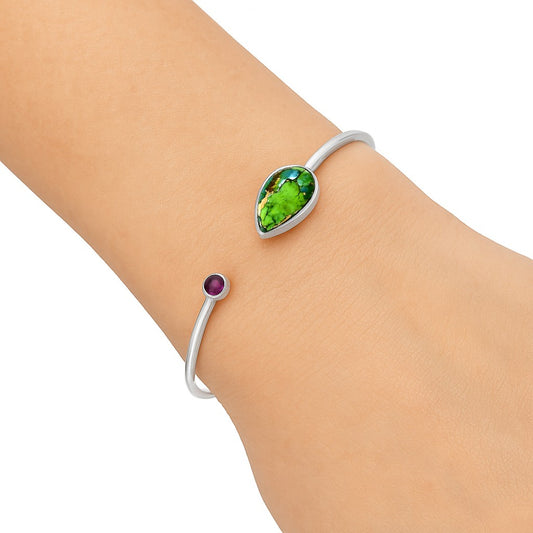 Blue Turquoise In Green Mohave & Amethyst Cuff Bangle Bracelet B-1004 29-EB10195