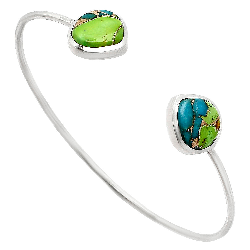 Premium Blue Turquoise In Green Mohave Cuff Bangle Bracelet B-1004 29-EB10196