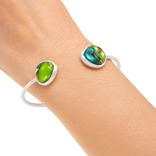 Premium Blue Turquoise In Green Mohave Cuff Bangle Bracelet B-1004 29-EB10196