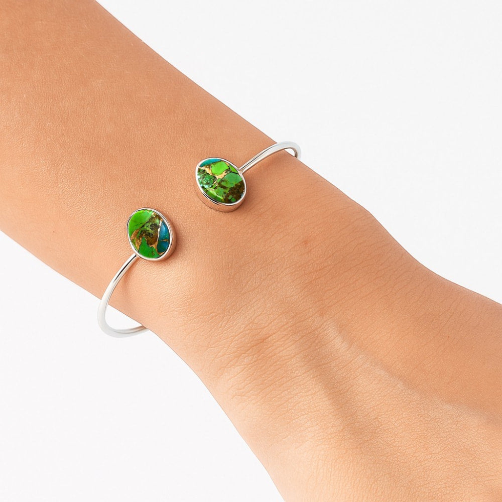 Premium Blue Turquoise In Green Mohave Cuff Bangle Bracelet B-1004 29-EB10197