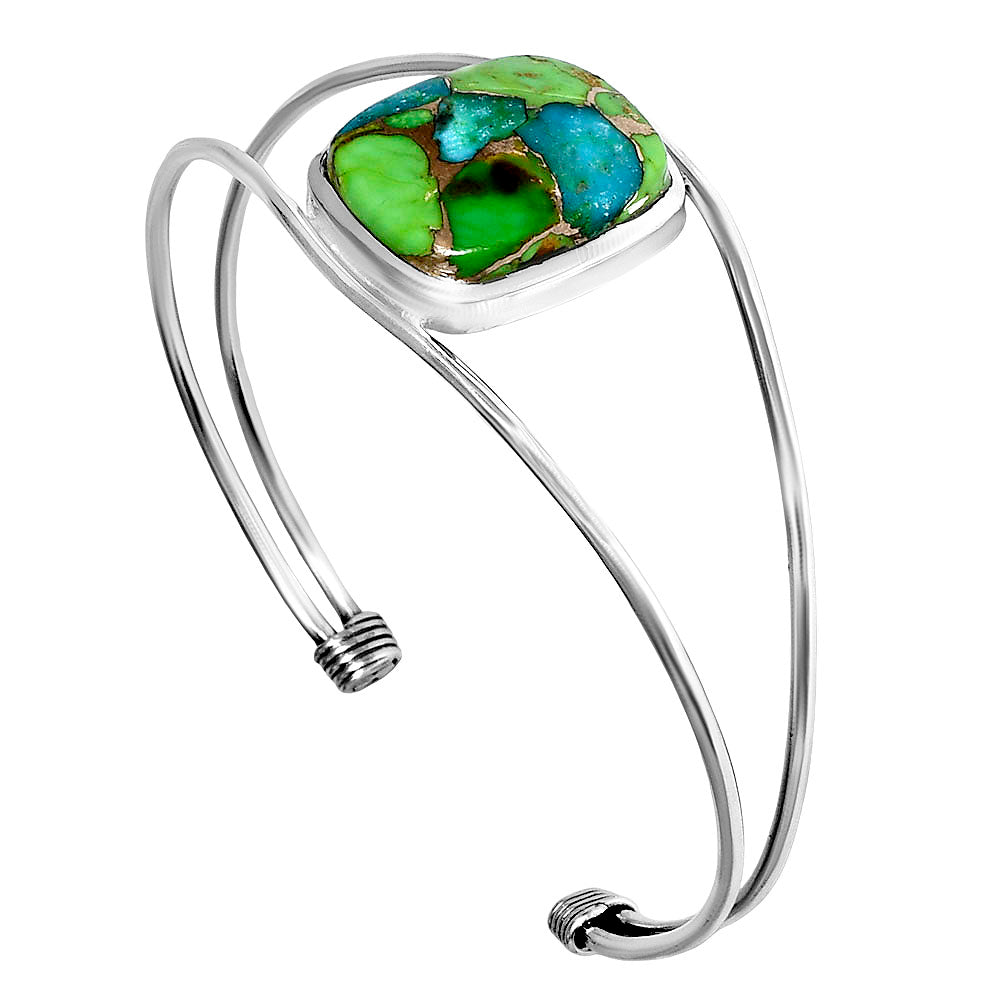 Premium Blue Turquoise In Green Mohave Cuff Bangle Bracelet B-1013 29-EB10199
