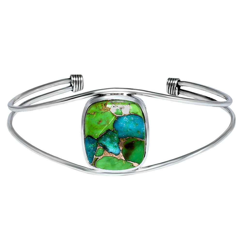 Premium Blue Turquoise In Green Mohave Cuff Bangle Bracelet B-1013 29-EB10199