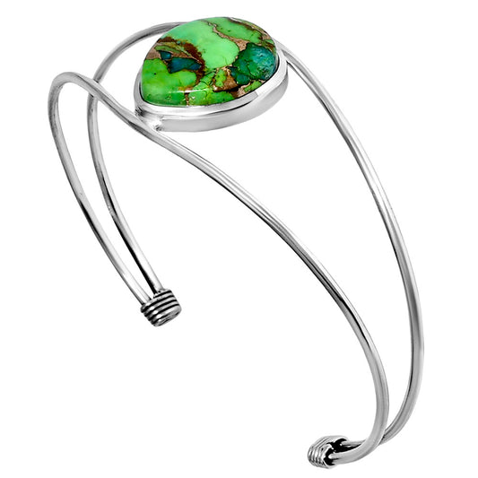 Premium Blue Turquoise In Green Mohave Cuff Bangle Bracelet B-1013 29-EB10200