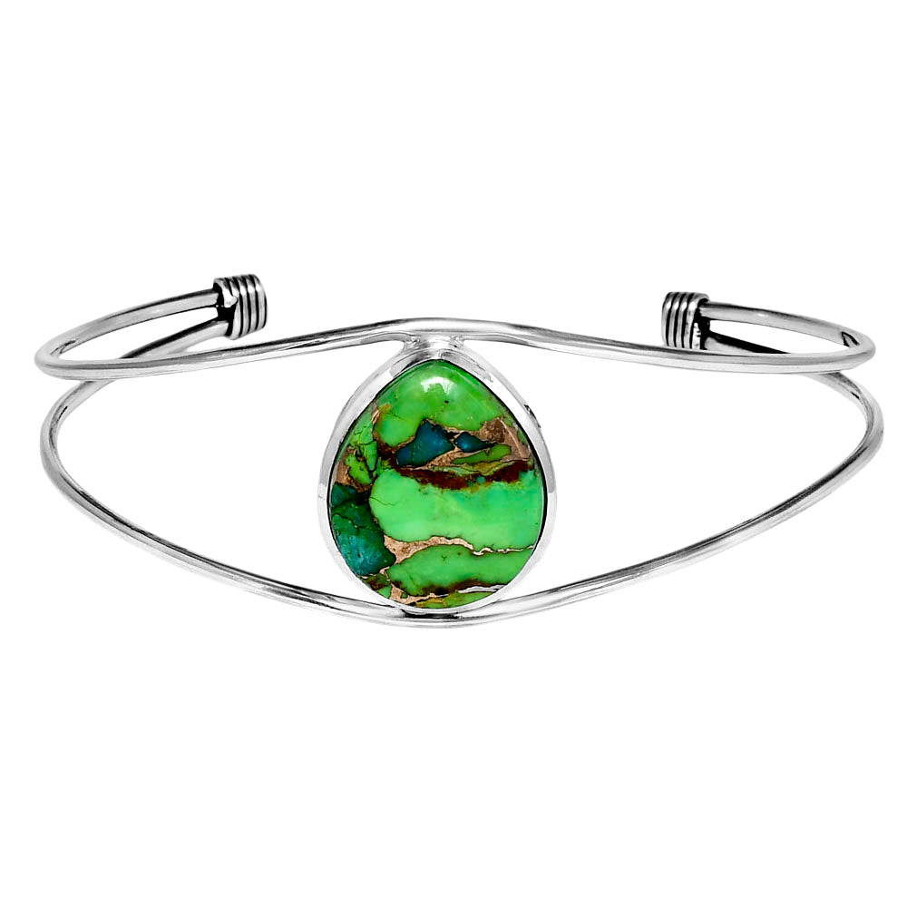 Premium Blue Turquoise In Green Mohave Cuff Bangle Bracelet B-1013 29-EB10200