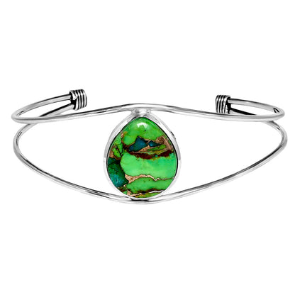 Premium Blue Turquoise In Green Mohave Cuff Bangle Bracelet B-1013 29-EB10200